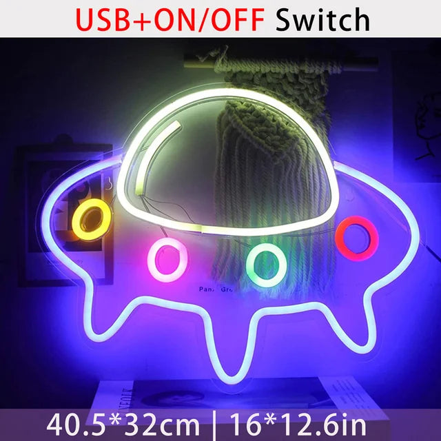 Astronaut Planet Spaceship LED Neon Sign